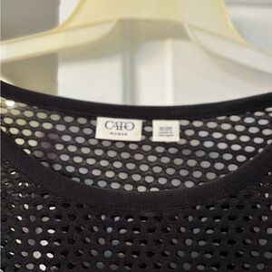 Cato Black Mesh Top